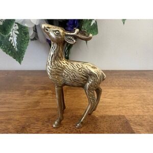Vintage Brass Deer Figurine Mid Century Modern Decor Holiday‎ MCM Animals Retro